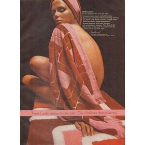 Pierre Cardin Bed Bath Fieldcrest Mid Century Modern Vintage Print Ad 1970